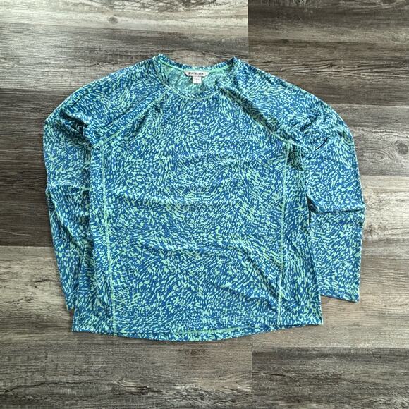 Athleta Vibrant Blue Abstract Retro Design Athletic Long Sleeve Gym Active‎ - Picture 1 of 6